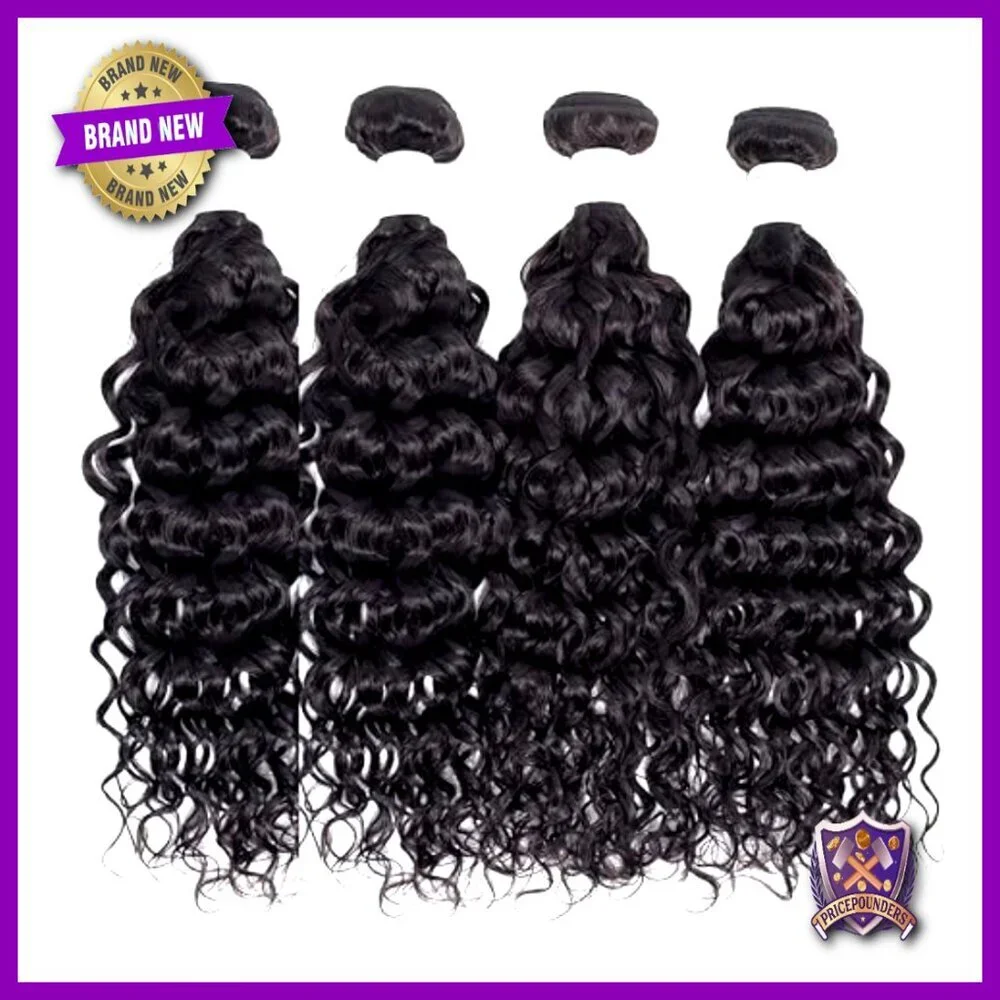 Brazilian Human Hair Water Wave Bundles with 4x4 Lace Closure 50g
